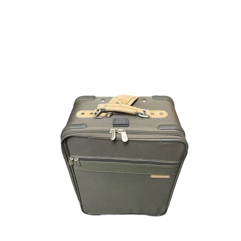Briggs & Riley 21” Carry On Rolling Luggage Olive Softside Suitcase 2 Wheeler